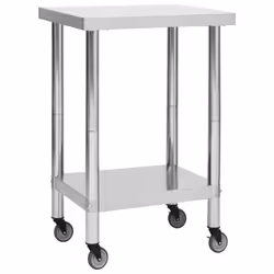 vidaXL Kitchen Work Table with Wheels Home Gastronomy Workable Multi Sizes - 60 x 60 x 85 cm