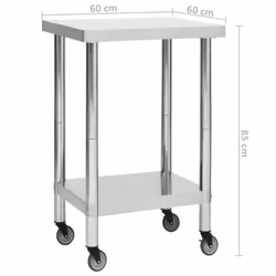 vidaXL Kitchen Work Table with Wheels Home Gastronomy Workable Multi Sizes - 60 x 60 x 85 cm