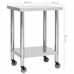 vidaXL Kitchen Work Table with Wheels Home Gastronomy Workable Multi Sizes - 80 x 30 x 85 cm - Additional view 3