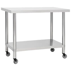vidaXL Kitchen Work Table with Wheels Home Gastronomy Workable Multi Sizes - 100 x 30 x 85 cm