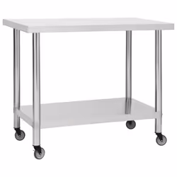 vidaXL Kitchen Work Table with Wheels Home Gastronomy Workable Multi Sizes - 100 x 60 x 85 cm