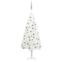 vidaXL Artificial Pre-lit Christmas Tree with Ball Set Artificial Tree White