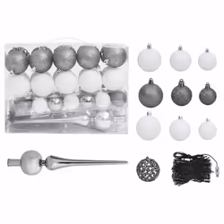 vidaXL Artificial Pre-lit Christmas Tree with Ball Set Artificial Tree White - Additional view 4