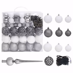 vidaXL Artificial Pre-lit Christmas Tree with Ball Set Artificial Tree White - Additional view 4