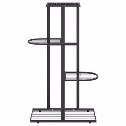 vidaXL 4-Floor Flower Stand Black Metal Indoor Flower Plant Display Shelf Rack