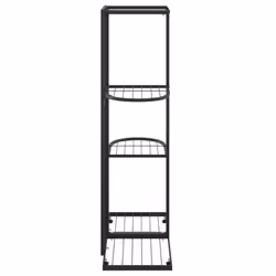 vidaXL 4-Floor Flower Stand Black Metal Indoor Flower Plant Display Shelf Rack