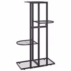 vidaXL 4-Floor Flower Stand Black Metal Indoor Flower Plant Display Shelf Rack - Additional view 4