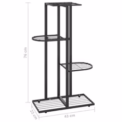 vidaXL 4-Floor Flower Stand Black Metal Indoor Flower Plant Display Shelf Rack - Additional view 6