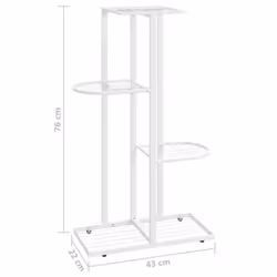 vidaXL 4-Floor Flower Stand White Metal Indoor Flower Plant Display Shelf Rack - Additional view 6