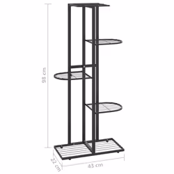 vidaXL 5-Floor Flower Stand Black Metal Indoor Flower Plant Display Shelf Rack - Additional view 6