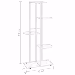 vidaXL 5-Floor Flower Stand White Metal Indoor Flower Plant Display Shelf Rack