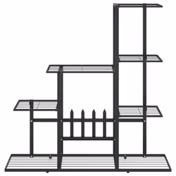 vidaXL Flower Stand Black Metal Home Garden Decor Plant Rack Display Shelf