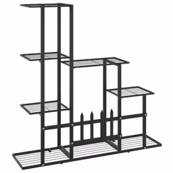 vidaXL Flower Stand Black Metal Home Garden Decor Plant Rack Display Shelf - Additional view 4