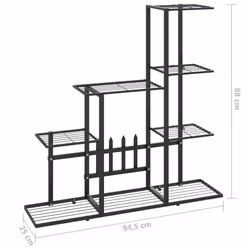 vidaXL Flower Stand Black Metal Home Garden Decor Plant Rack Display Shelf - Additional view 6