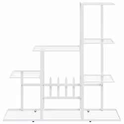 vidaXL Flower Stand White Metal Home Garden Decor Plant Rack Display Shelf