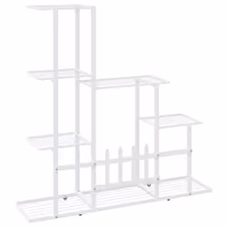 vidaXL Flower Stand White Metal Home Garden Decor Plant Rack Display Shelf - Additional view 4