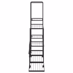 vidaXL Flower Stand with Wheel Black Metal Home Decor Plant Rack Display Shelf
