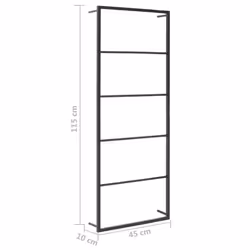 vidaXL Towel Rack Black Steel Bathroom Storage Wall Rack Towel Holder Hanger - Additional view 5