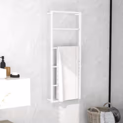 vidaXL Towel Rack White Steel Bathroom Wall Storage Rack Towel Hanger Holder