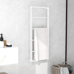 vidaXL Towel Rack White Steel Bathroom Wall Storage Rack Towel Hanger Holder