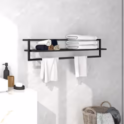 vidaXL Towel Rack Black Iron Bathroom Wall-Mounted Towel Rack Hanger Holder