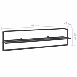 vidaXL Towel Rack Black Iron Bathroom Wall-Mounted Towel Rack Hanger Holder - Additional view 6