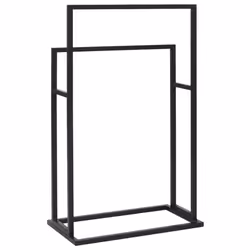 vidaXL Freestanding Towel Rack Black Iron Bathroom Storage Rack Towel Holder - Additional view 4