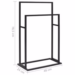 vidaXL Freestanding Towel Rack Black Iron Bathroom Storage Rack Towel Holder - Additional view 6