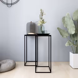 vidaXL 2x Side Tables Black Steel Telephone Couch Coffee Centre Accent Table