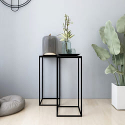 vidaXL 2x Side Tables Black Steel Telephone Couch Coffee Centre Accent Table