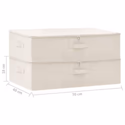 vidaXL 2x Storage Boxes Fabric Cream Home Foldable Box Storage Case Chest - Additional view 10