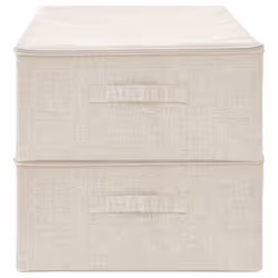 vidaXL 2x Storage Boxes Fabric Cream Home Foldable Box Storage Case Chest - Additional view 7