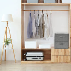 vidaXL 2x Storage Boxes Fabric Grey Home Foldable Box Storage Case Chest Set