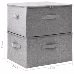 vidaXL 2x Storage Boxes Fabric Grey Home Foldable Box Storage Case Chest Set - Additional view 10