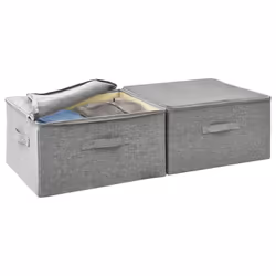 vidaXL 2x Storage Boxes Fabric Grey Home Foldable Box Storage Case Chest Set