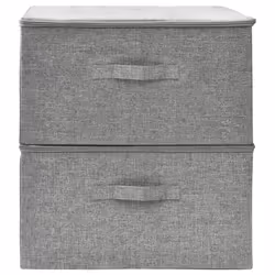 vidaXL 2x Storage Boxes Fabric Grey Home Foldable Box Storage Case Chest Set - Additional view 5