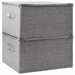 vidaXL 2x Storage Boxes Fabric Grey Home Foldable Box Storage Case Chest Set - Additional view 6