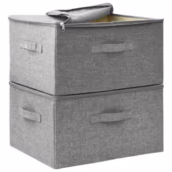 vidaXL 2x Storage Boxes Fabric Grey Home Foldable Box Storage Case Chest Set - Additional view 8