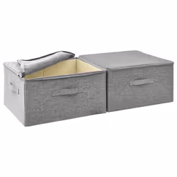 vidaXL 2x Storage Boxes Fabric Grey Home Foldable Box Storage Case Chest Set - Additional view 9