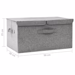 vidaXL Storage Box Fabric Grey Home Bedroom Foldable Box Storage Case Chest - Additional view 10
