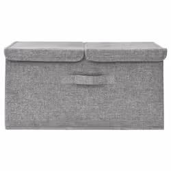 vidaXL Storage Box Fabric Grey Home Bedroom Foldable Box Storage Case Chest - Additional view 3