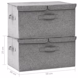vidaXL 2x Storage Boxes Fabric Grey Home Foldable Box Storage Case Chest Set - Additional view 10