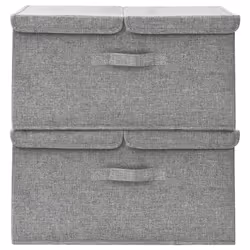vidaXL 2x Storage Boxes Fabric Grey Home Foldable Box Storage Case Chest Set