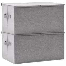 vidaXL 2x Storage Boxes Fabric Grey Home Foldable Box Storage Case Chest Set - Additional view 4