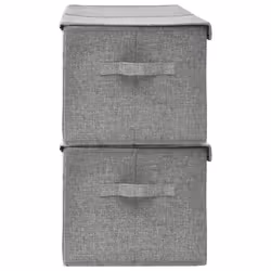 vidaXL 2x Storage Boxes Fabric Grey Home Foldable Box Storage Case Chest Set - Additional view 5