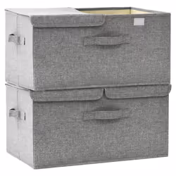 vidaXL 2x Storage Boxes Fabric Grey Home Foldable Box Storage Case Chest Set - Additional view 6