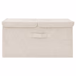 vidaXL Storage Box Fabric Cream Home Bedroom Foldable Box Storage Case Chest
