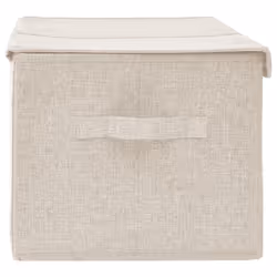 vidaXL Storage Box Fabric Cream Home Bedroom Foldable Box Storage Case Chest - Additional view 5