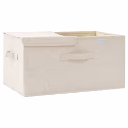 vidaXL Storage Box Fabric Cream Home Bedroom Foldable Box Storage Case Chest - Additional view 6