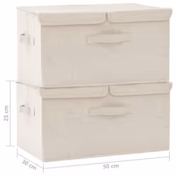 vidaXL 2x Storage Boxes Fabric Cream Home Foldable Box Storage Case Chest - Additional view 10